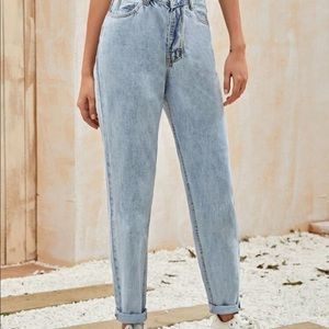 Light wash high rise mom jeans